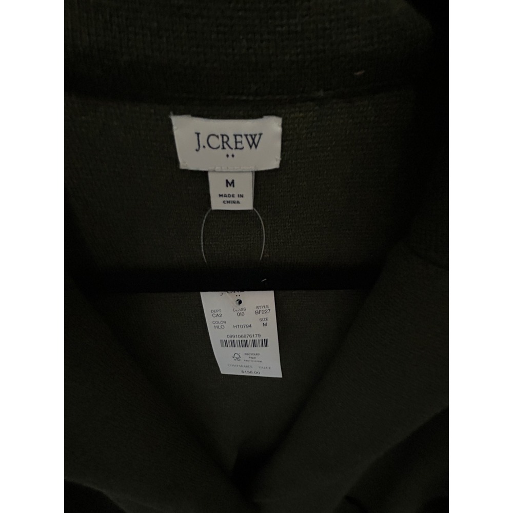 J.Crew Womens Olive Green Cotton Knit Sweater Blazer BF227 HT0794 Size M NWT - Picture 3 of 5